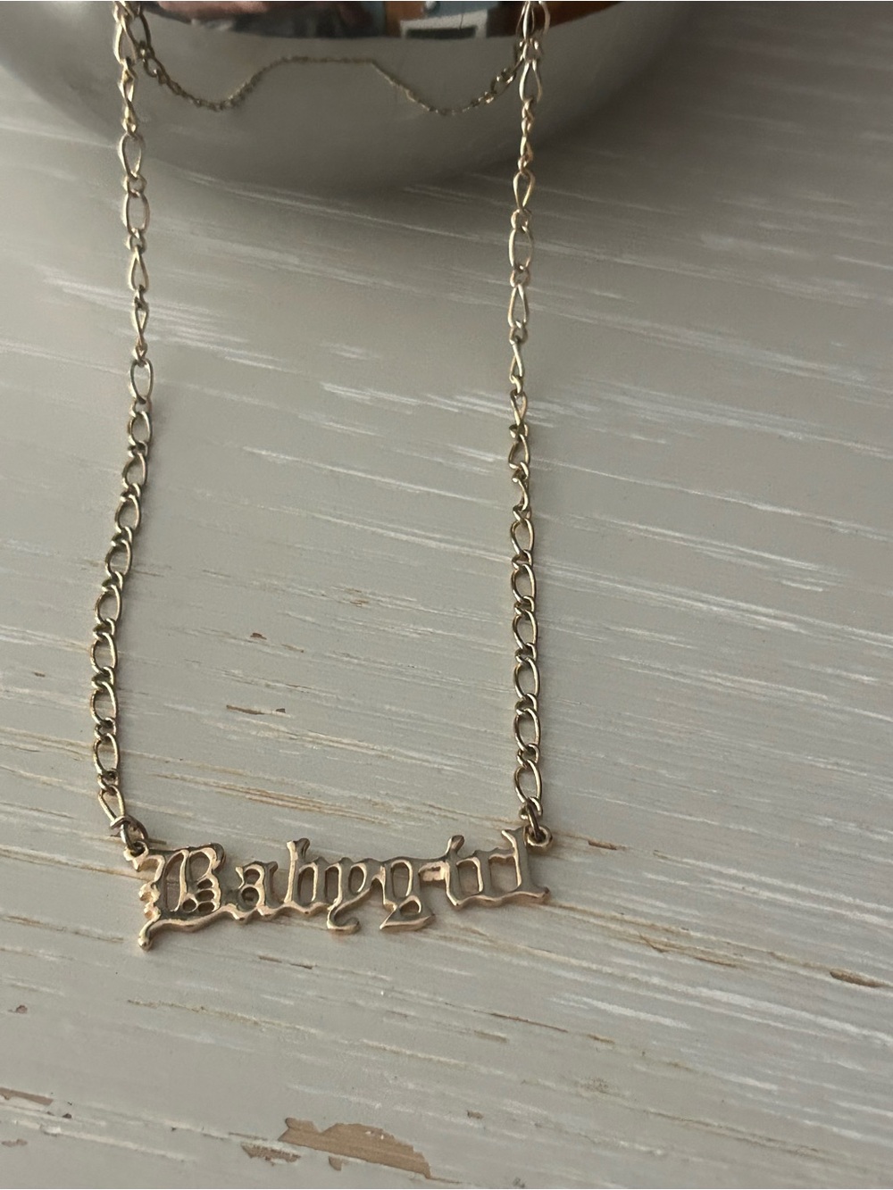 Gold "Babygirl" Script Name Necklace